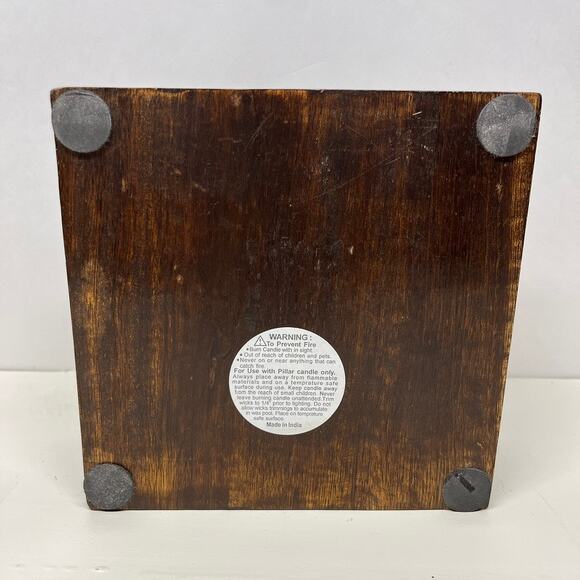 Wood Pillar Candle Holder Riser with Nailhead Accent - Picture 6 of 7